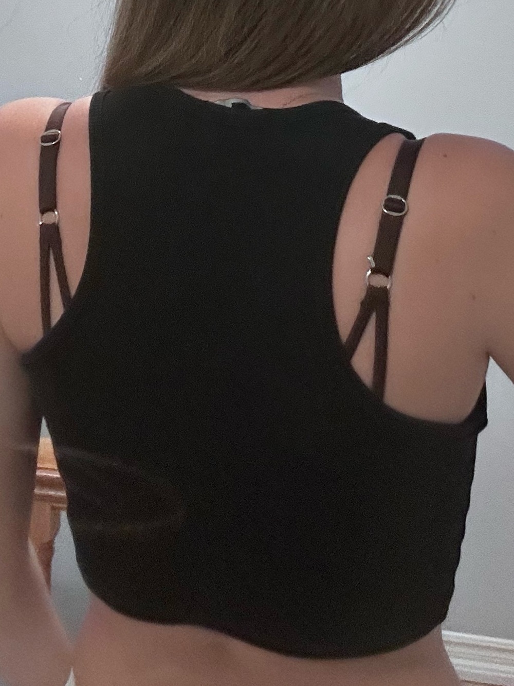 Essentials Black Ribbed Crop Tank Top - Picture 2 of 5